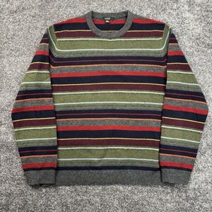 Vintage J‎ Crew Sweater Mens XL Rainbow Striped Wool Knit Pullover Preppy